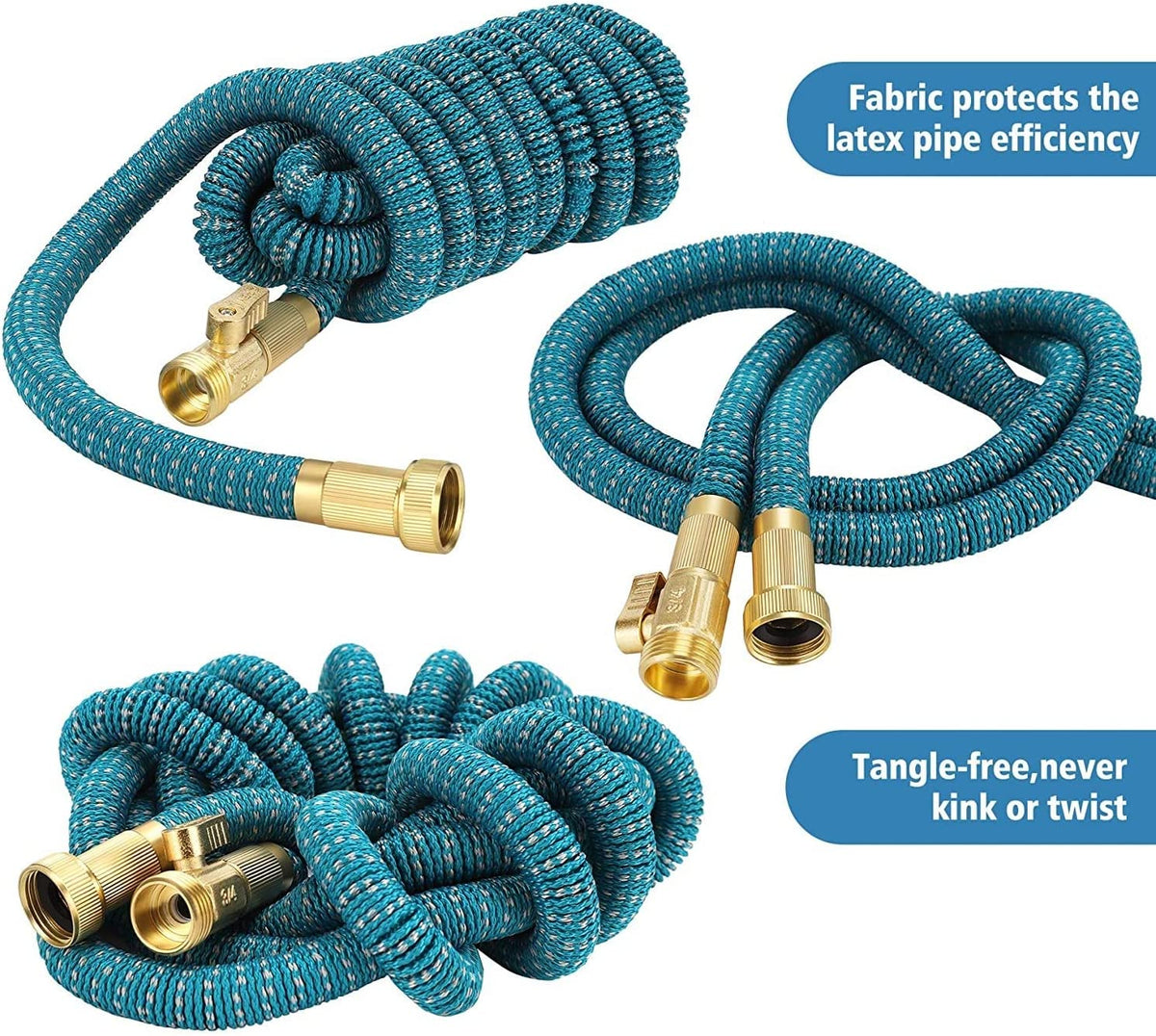 Garden Hose Expandable 75ft 100ft 150ft Expanding 75 feet 100 foot 150 ft (CA, SkyBlue)